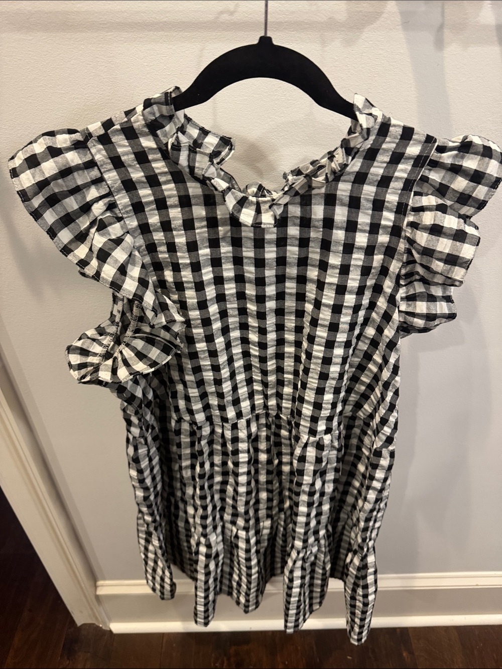 Mud Pie Black & White Gingham Ruffle Dress